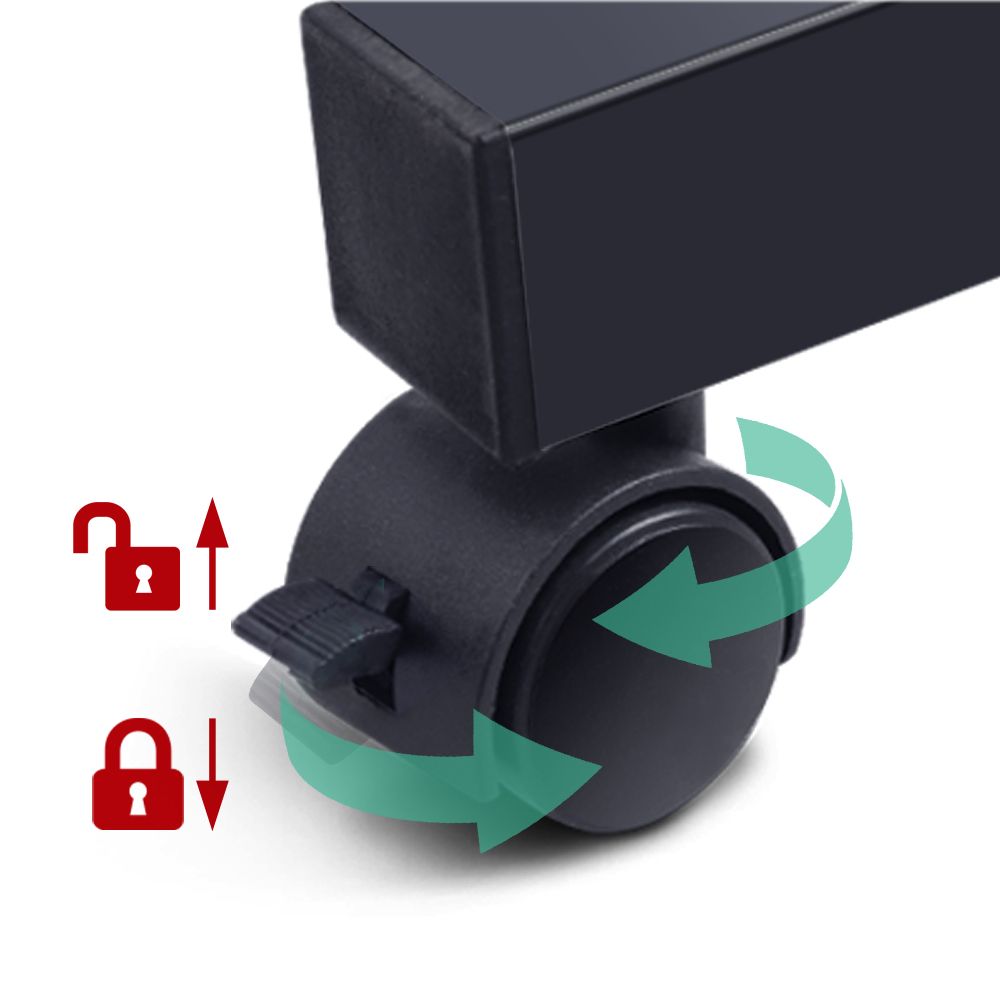 Adjustable Mobile Laptop Desk Rolling Bedside Table with Wheels Black