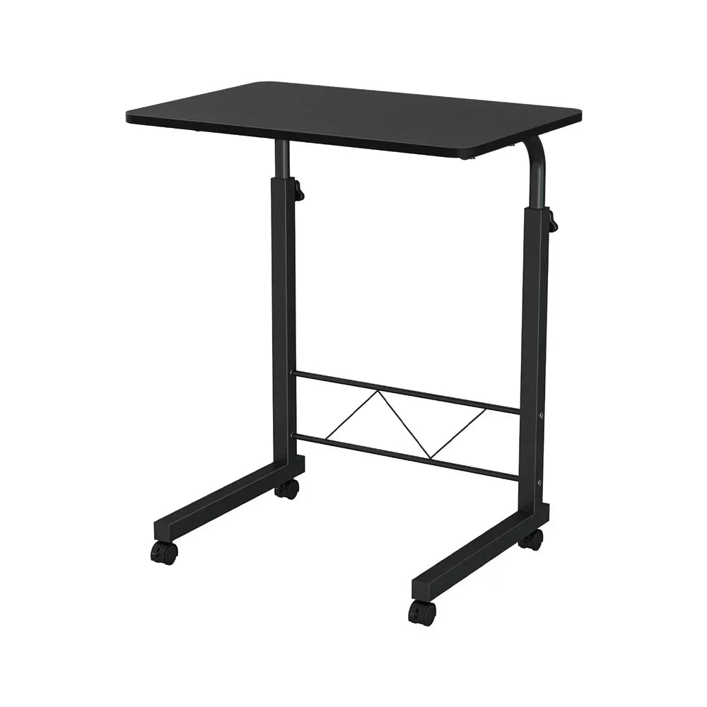 Artiss Adjustable Mobile Laptop Desk Rolling Bedside Table with Wheels Black