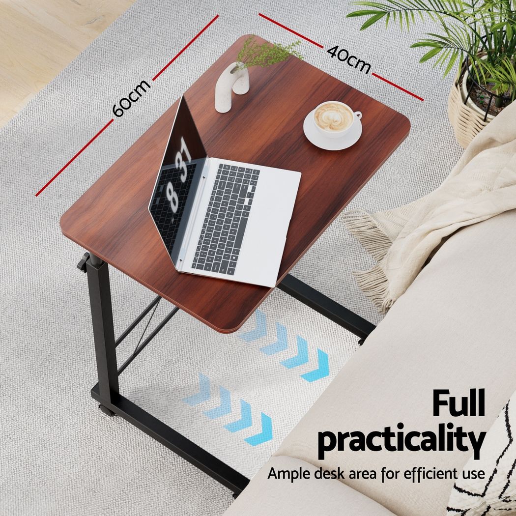 Artiss Mobile Laptop Desk Adjustable Height Stand Table Sofa Bed Dark Wood