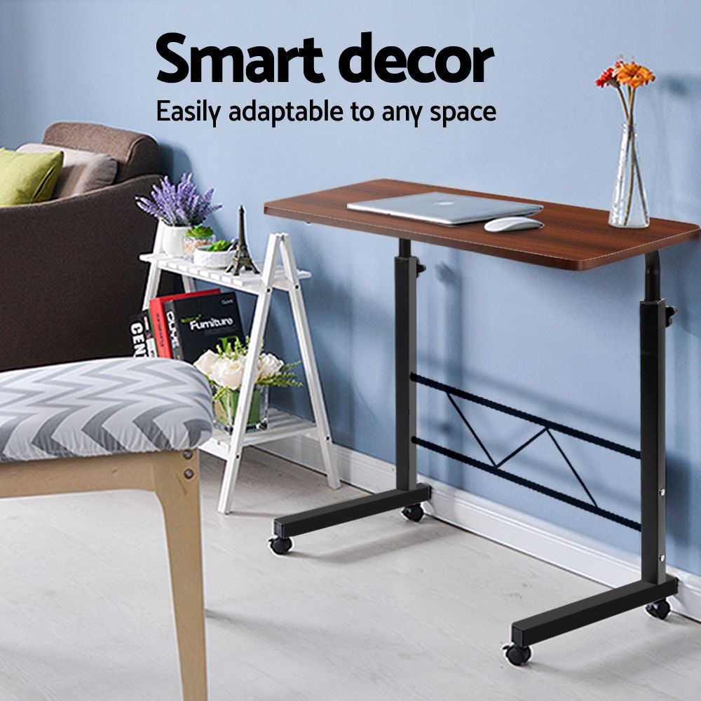 Artiss Mobile Laptop Desk Adjustable Height Stand Table Sofa Bed Dark Wood