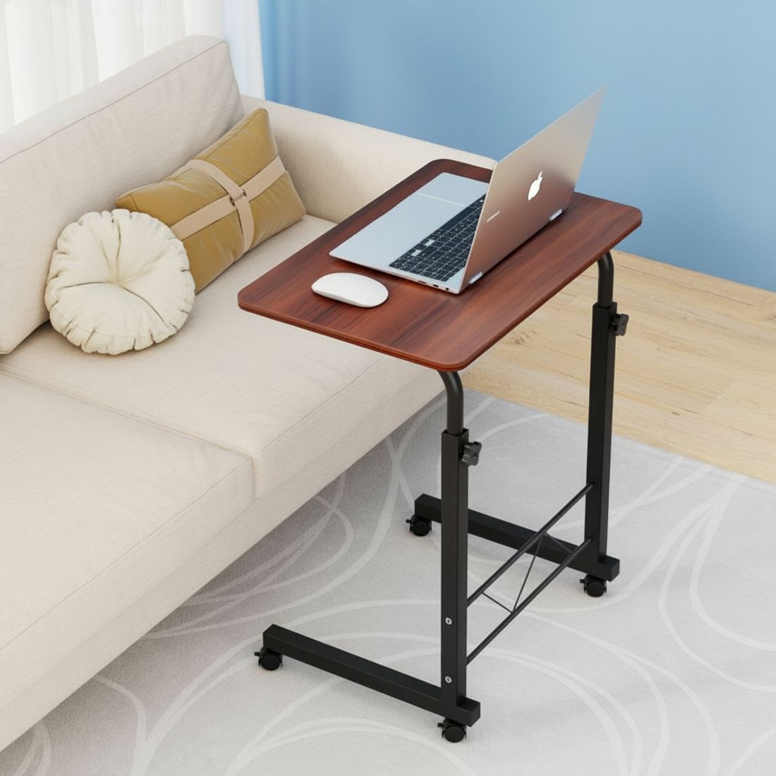 Artiss Mobile Laptop Desk Adjustable Height Stand Table Sofa Bed Dark Wood