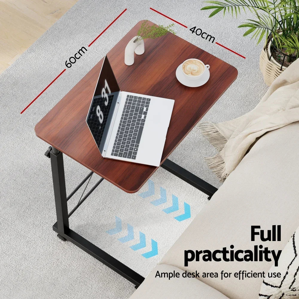Mobile Laptop Desk Adjustable Height Stand Table Sofa Bed Dark Wood