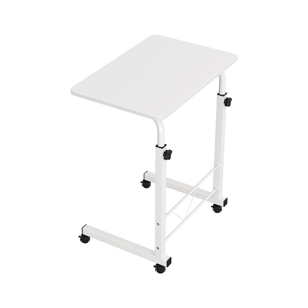 Adjustable Mobile Laptop Desk Rolling Computer Table White