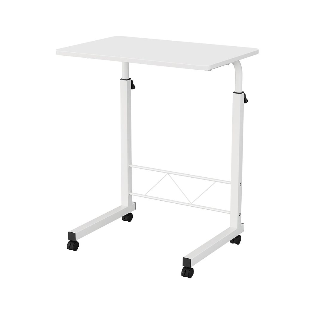 Adjustable Mobile Laptop Desk Rolling Computer Table White