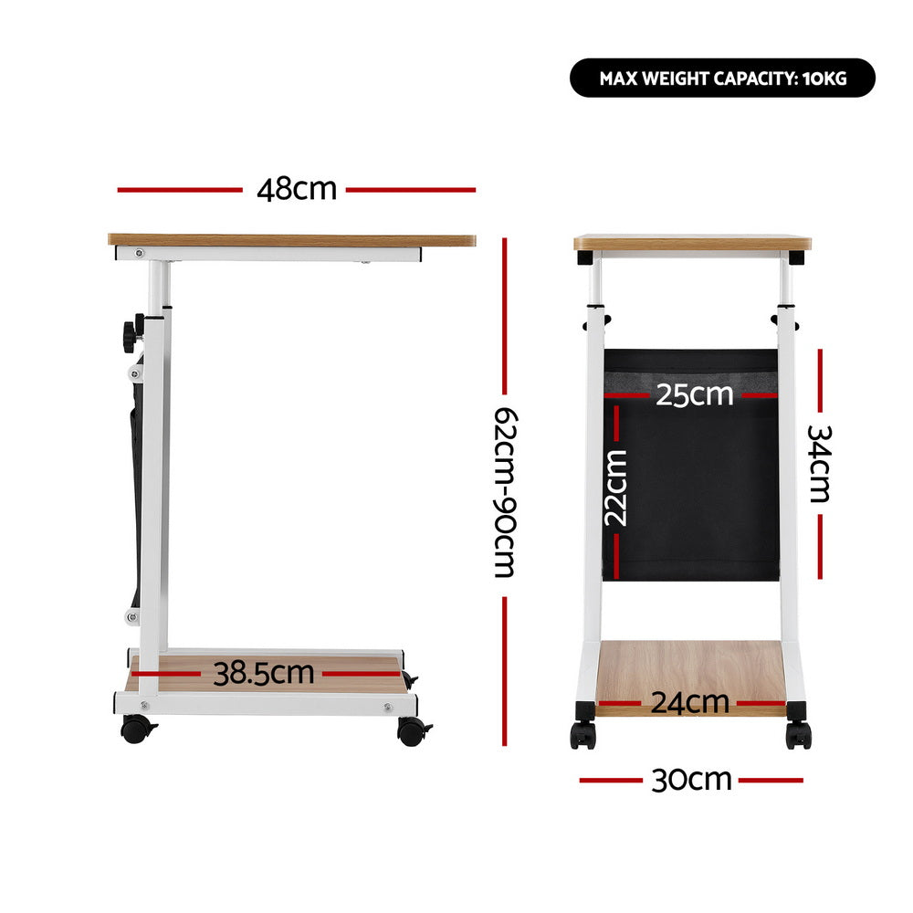 Laptop Desk Height Adjustable Mobile Workstation Computer Desks 48CM Oak