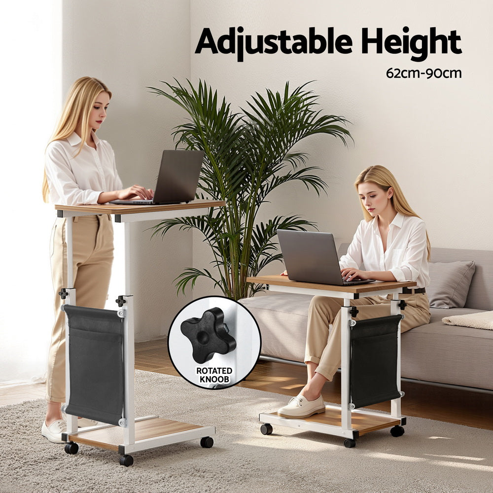 Laptop Desk Height Adjustable Mobile Workstation Computer Desks 48CM Oak