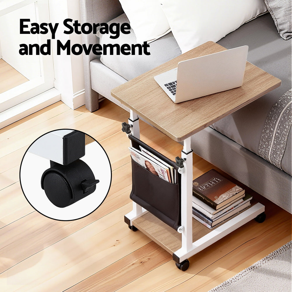 Laptop Desk Height Adjustable Mobile Workstation Computer Desks 48CM Oak