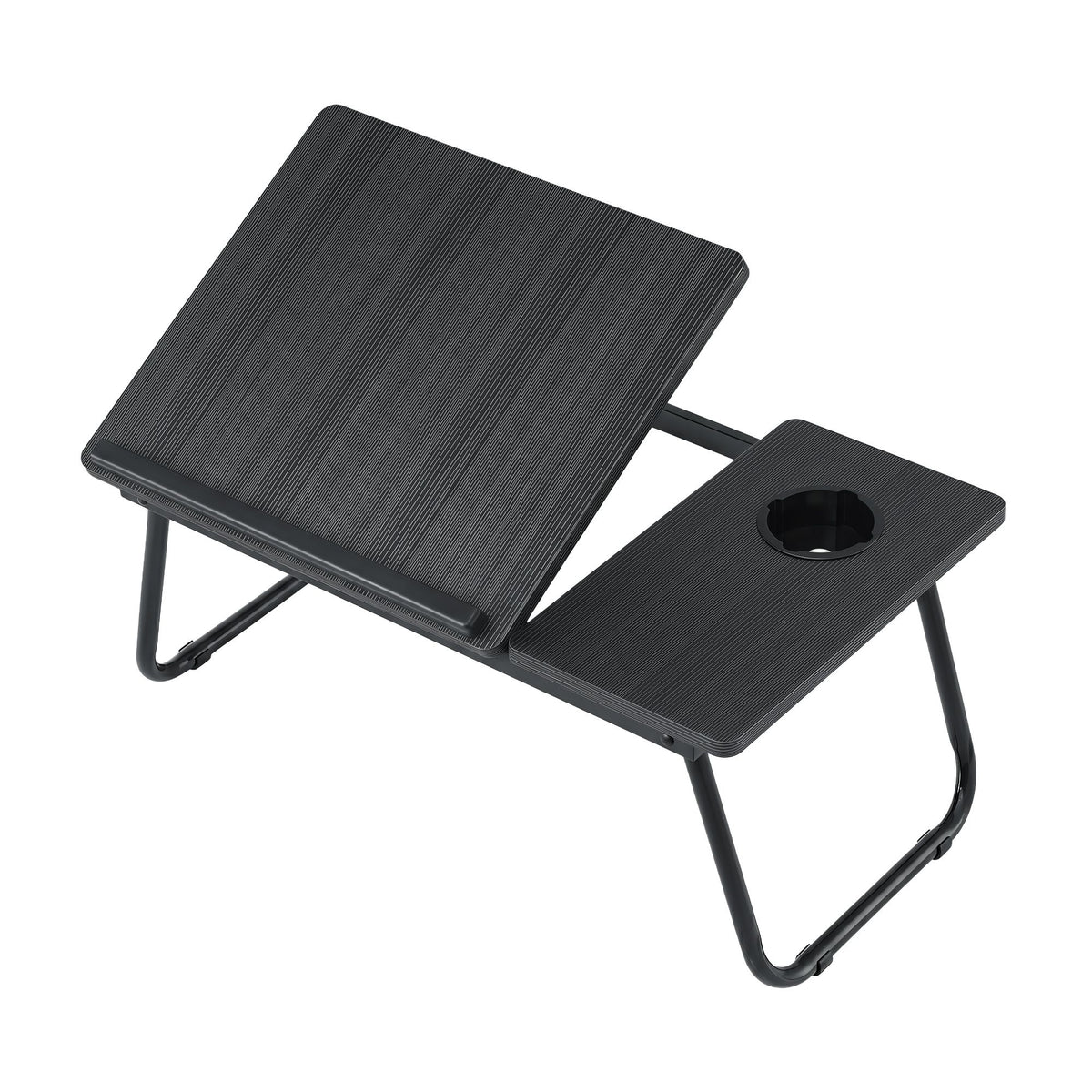 Artiss Foldable Laptop Bed Table, Adjustable Tilt Lap Desk with Cup Holder Black