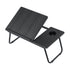 Artiss Foldable Laptop Bed Table, Adjustable Tilt Lap Desk with Cup Holder Black