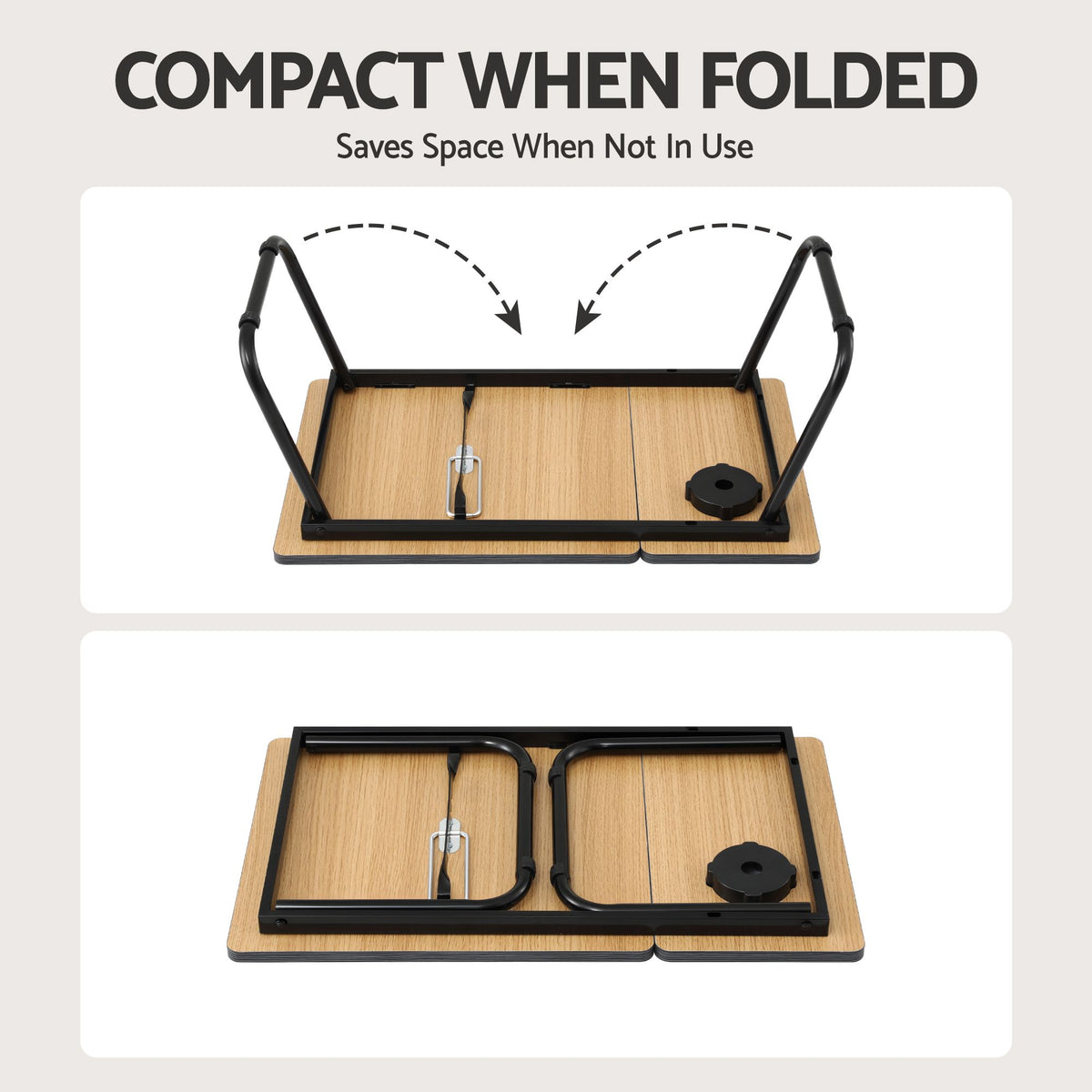 Artiss Foldable Laptop Bed Table, Adjustable Tilt Lap Desk with Cup Holder Black