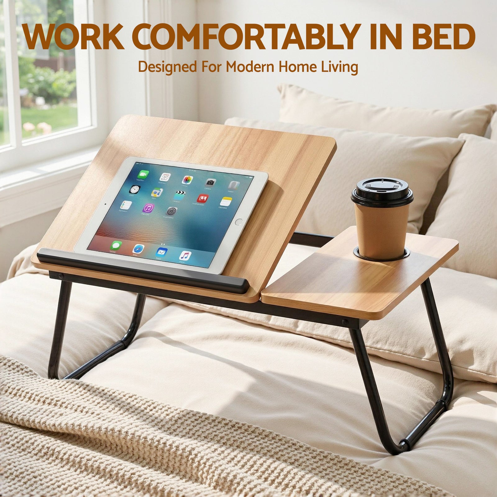 Laptop Desk Bed Table Foldable Portable Desktop Oak