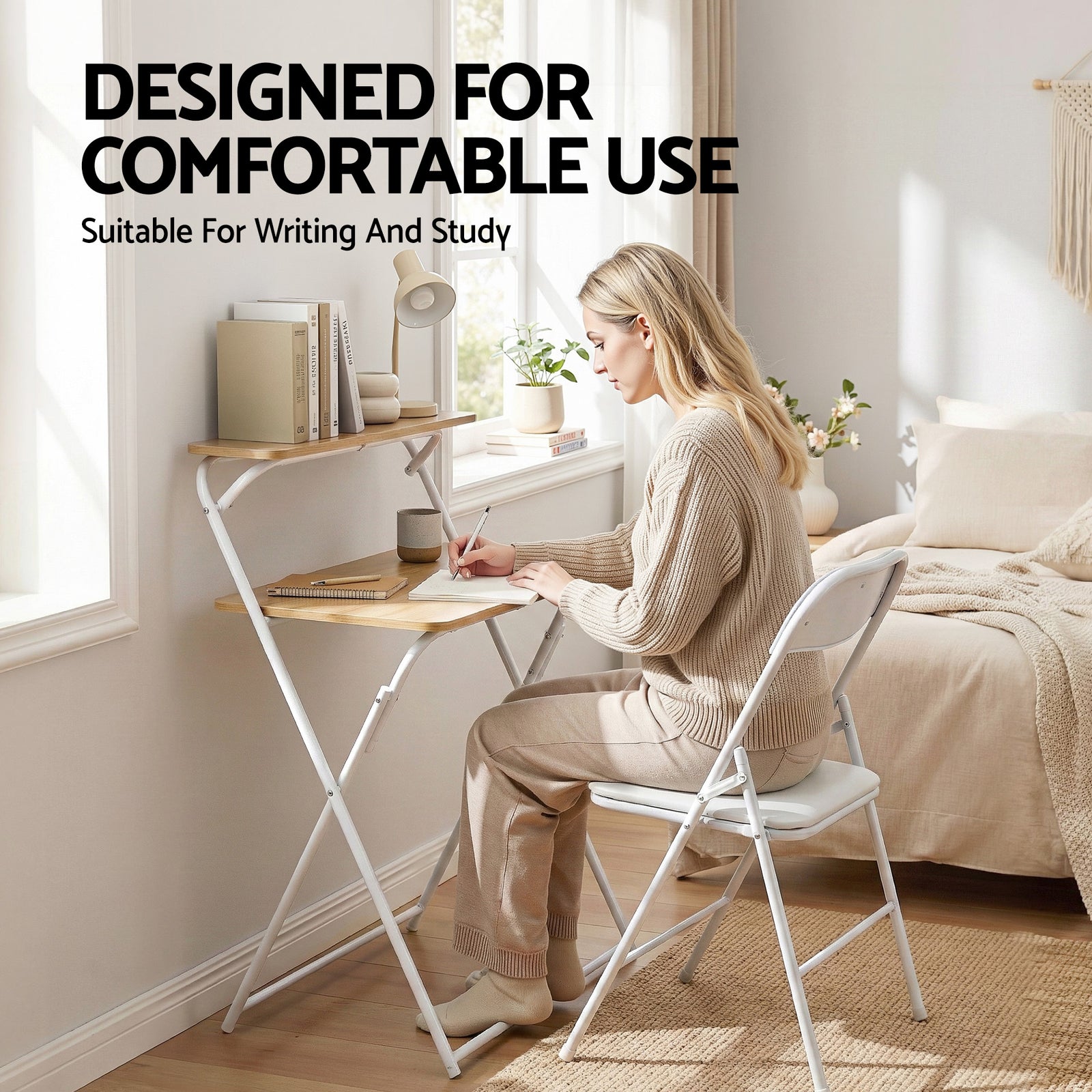 Laptop Desk Foldable Study Desk Home Office Oak