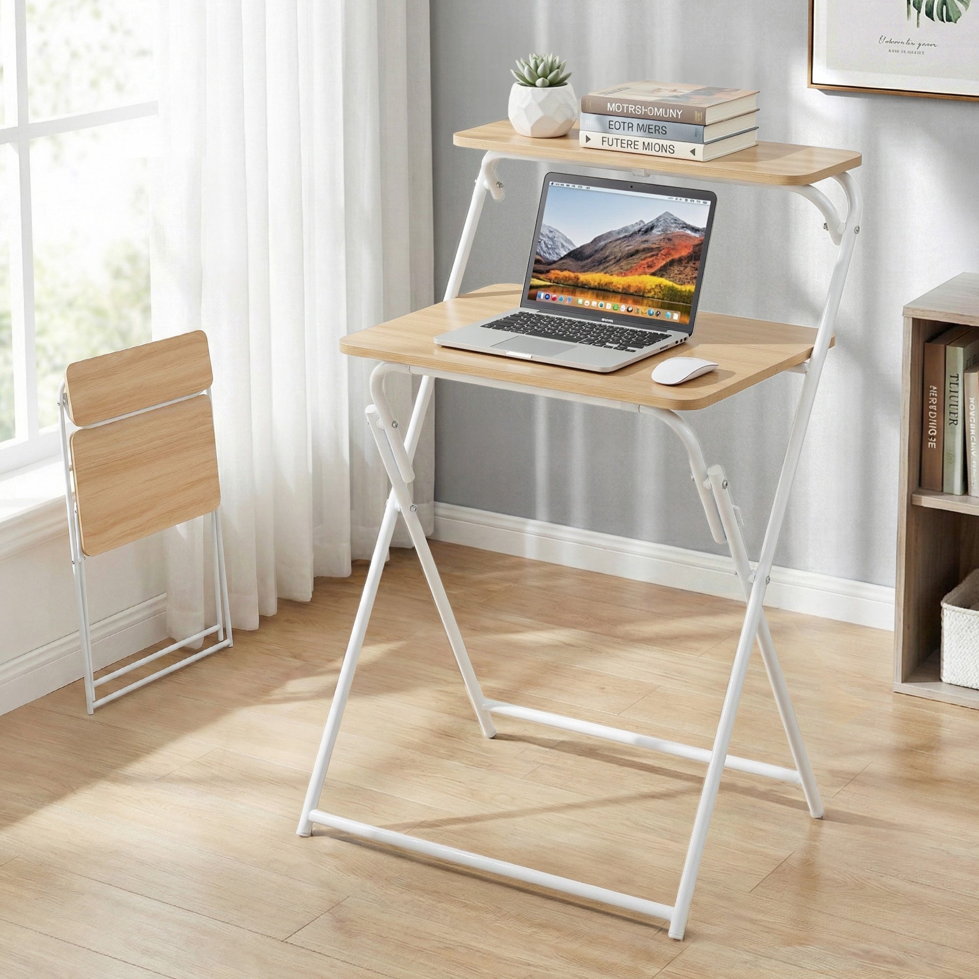 Laptop Desk Foldable Study Desk Home Office Oak