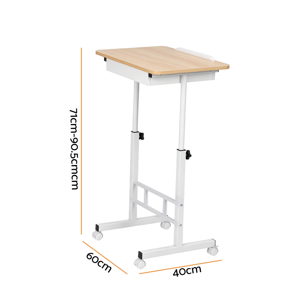 Artiss Adjustable Laptop Desk 60x40cm, Mobile Bedside Table with Storage, Wood