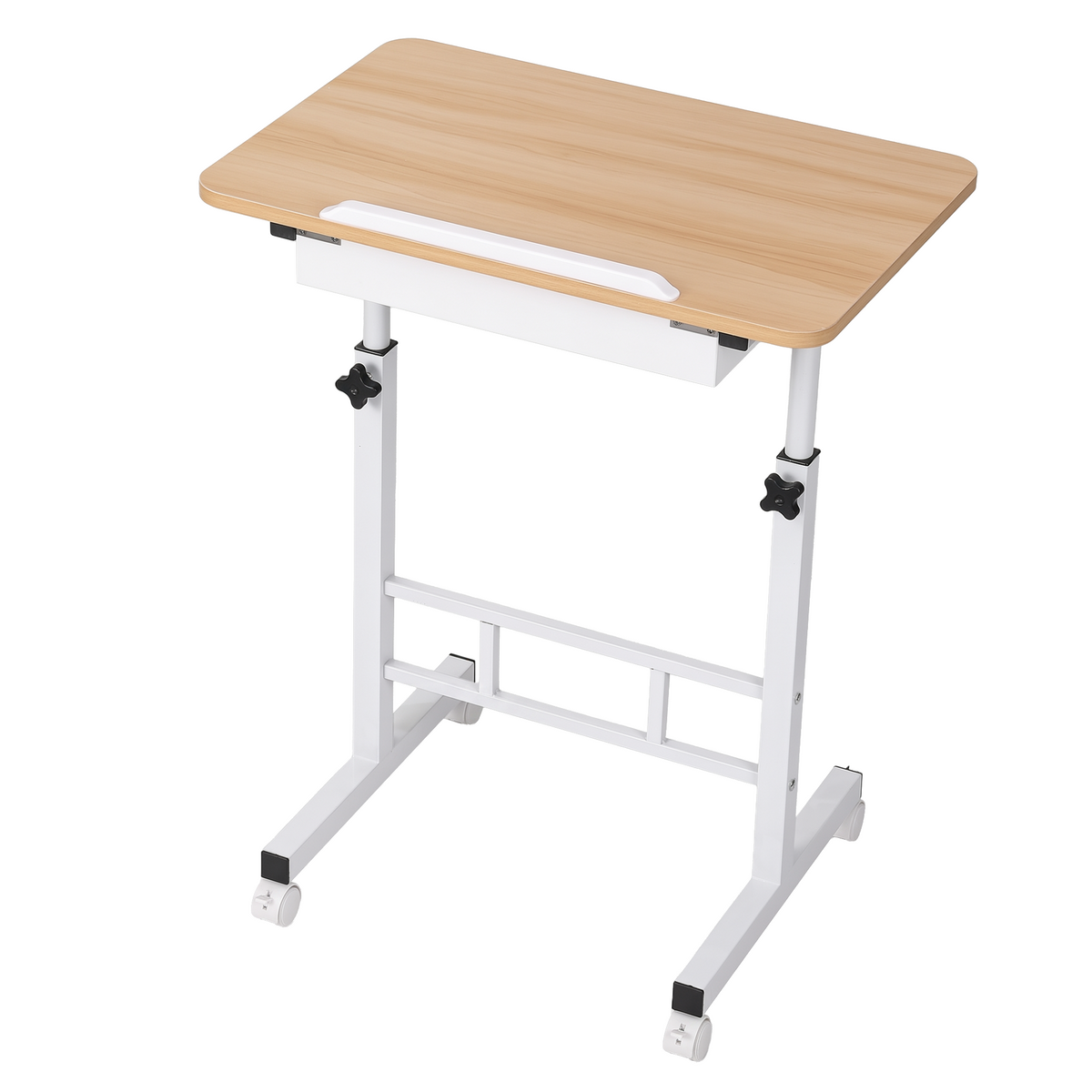 Artiss Adjustable Laptop Desk 60x40cm, Mobile Bedside Table with Storage, Wood