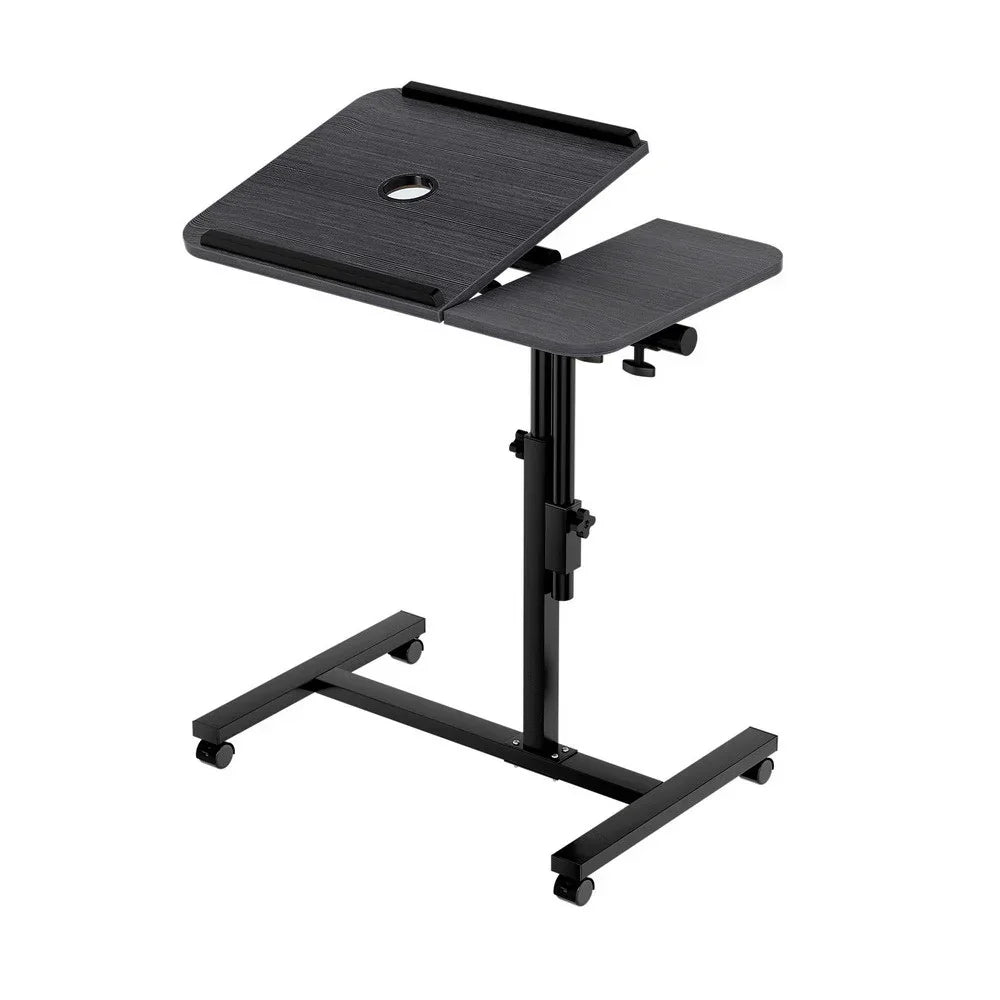 Artiss Mobile Laptop Desk with USB Cooler Adjustable Rolling Table Black Stand
