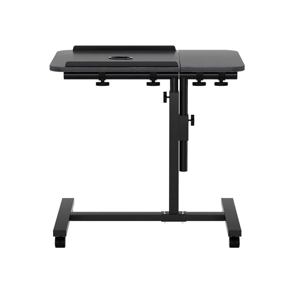 Artiss Mobile Laptop Desk with USB Cooler Adjustable Rolling Table Black Stand