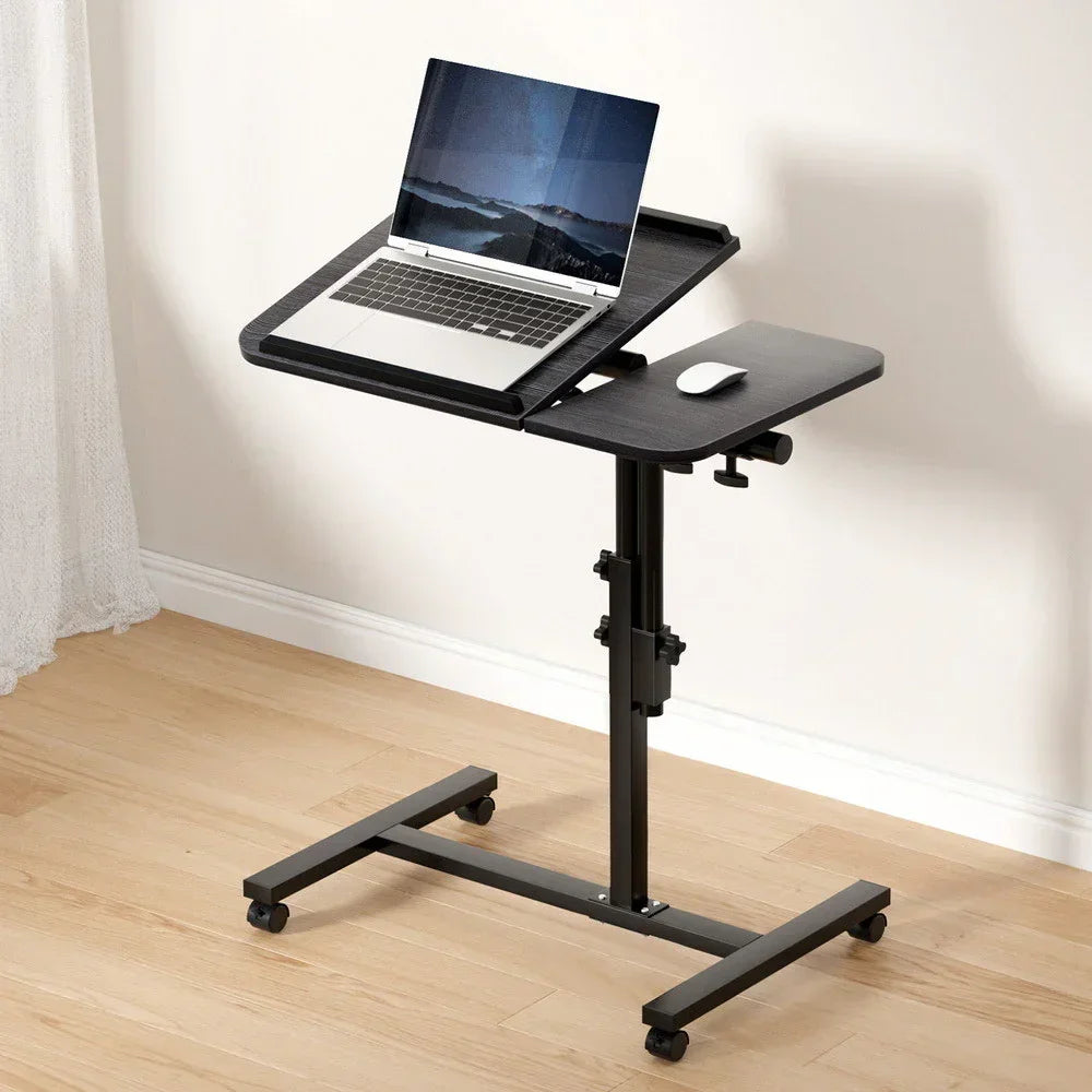 Mobile Laptop Desk with USB Cooler Adjustable Rolling Table Black Stand