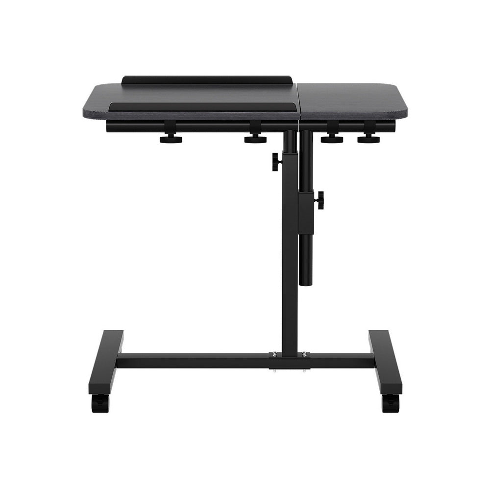 Mobile Laptop Desk Adjustable Standing Rolling Table Black Workstation