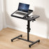 Mobile Laptop Desk Adjustable Standing Rolling Table Black Workstation