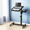 Artiss Mobile Laptop Desk Adjustable Standing Rolling Table Black Workstation