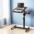 Artiss Mobile Laptop Desk Adjustable Height Rolling Stand Walnut Bed Table