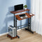 Artiss Mobile Twin Laptop Desk Adjustable Rolling Computer Table Dark Wood