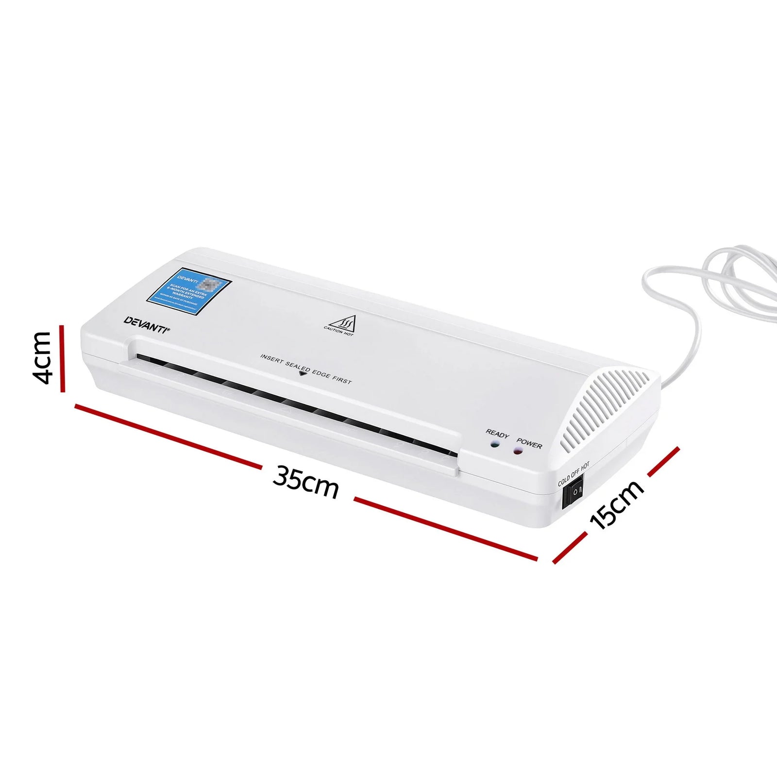 A4 Laminator Machine, Hot & Cold Thermal Fast Lamination Anti-Jam Laminator for Office School Home Document Photo Card Handmade A4 A5 A6, White