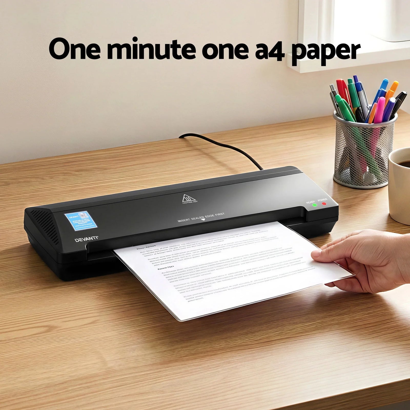 A3 Laminator Machine, Hot & Cold Thermal Fast Lamination Anti-Jam Laminator for Office School Home Document Photo Card Handmade A3 A4 A5 A6, Black