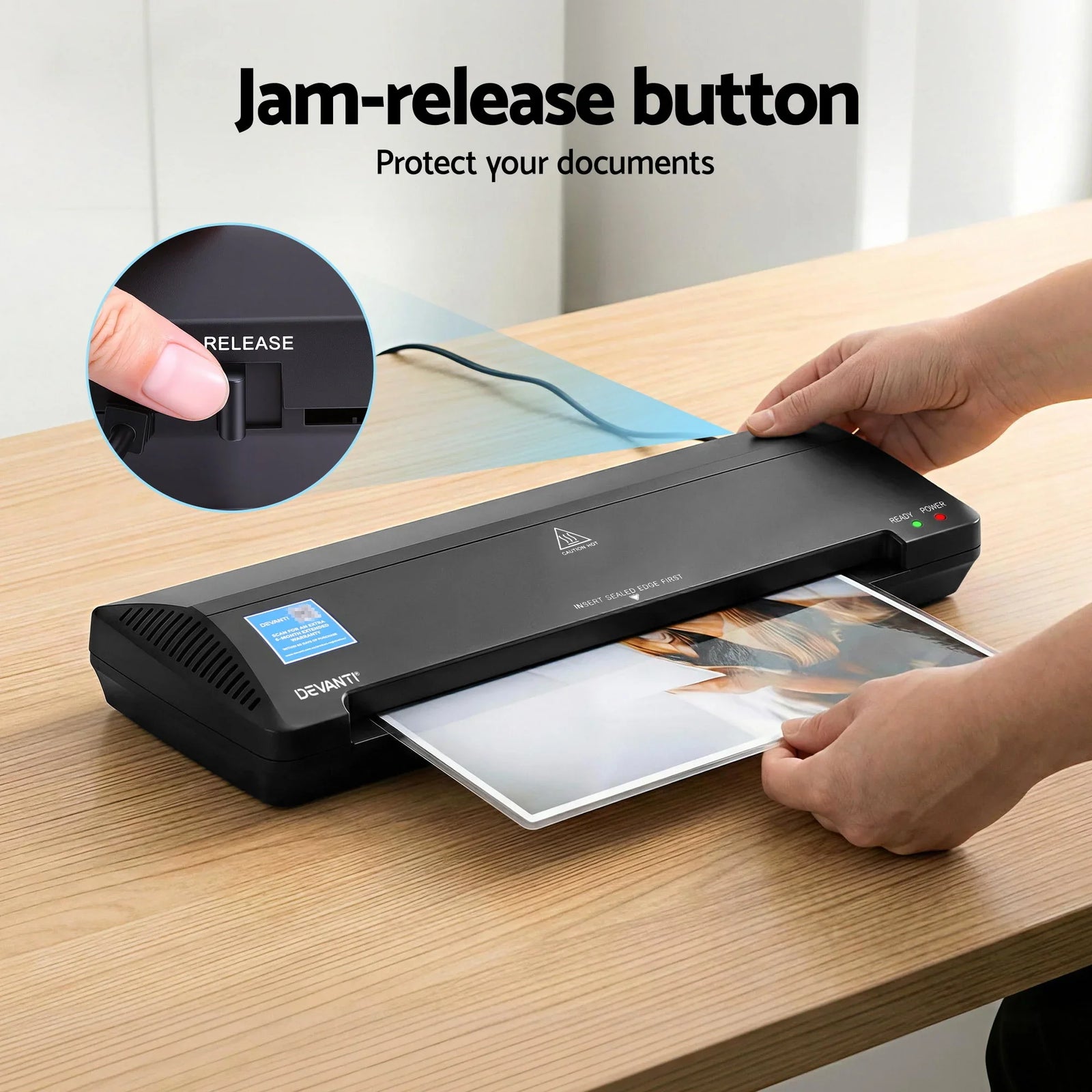 A3 Laminator Machine, Hot & Cold Thermal Fast Lamination Anti-Jam Laminator for Office School Home Document Photo Card Handmade A3 A4 A5 A6, Black