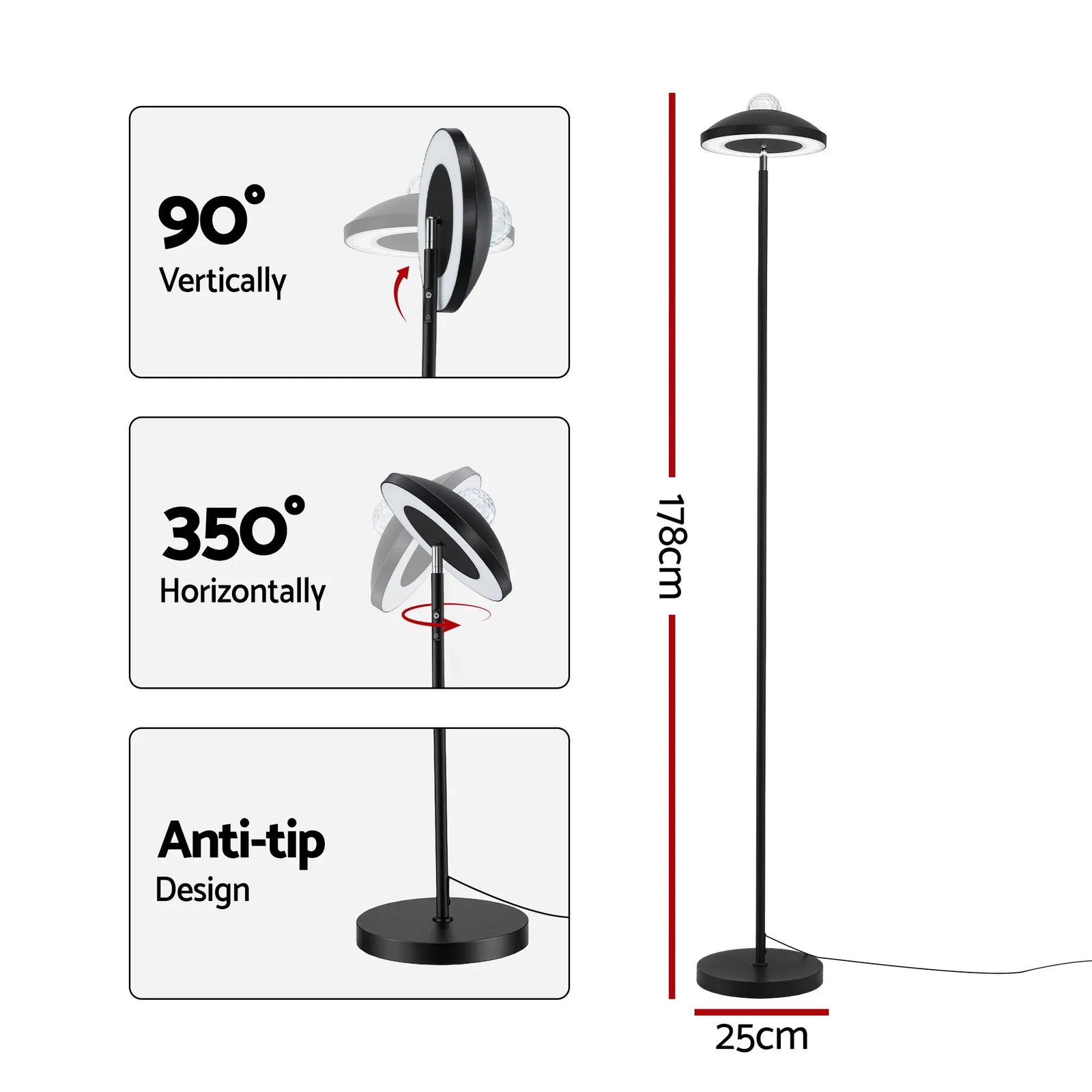Artiss 2-in-1 LED Floor Lamp with Galaxy Projector &Remote, 178cm Tall Torchiere Standing Light with Dynamic RGB Aurora Stepless 4 Colour Temperatures, 1H Timer for Living Room, Bedroom Kids Room
