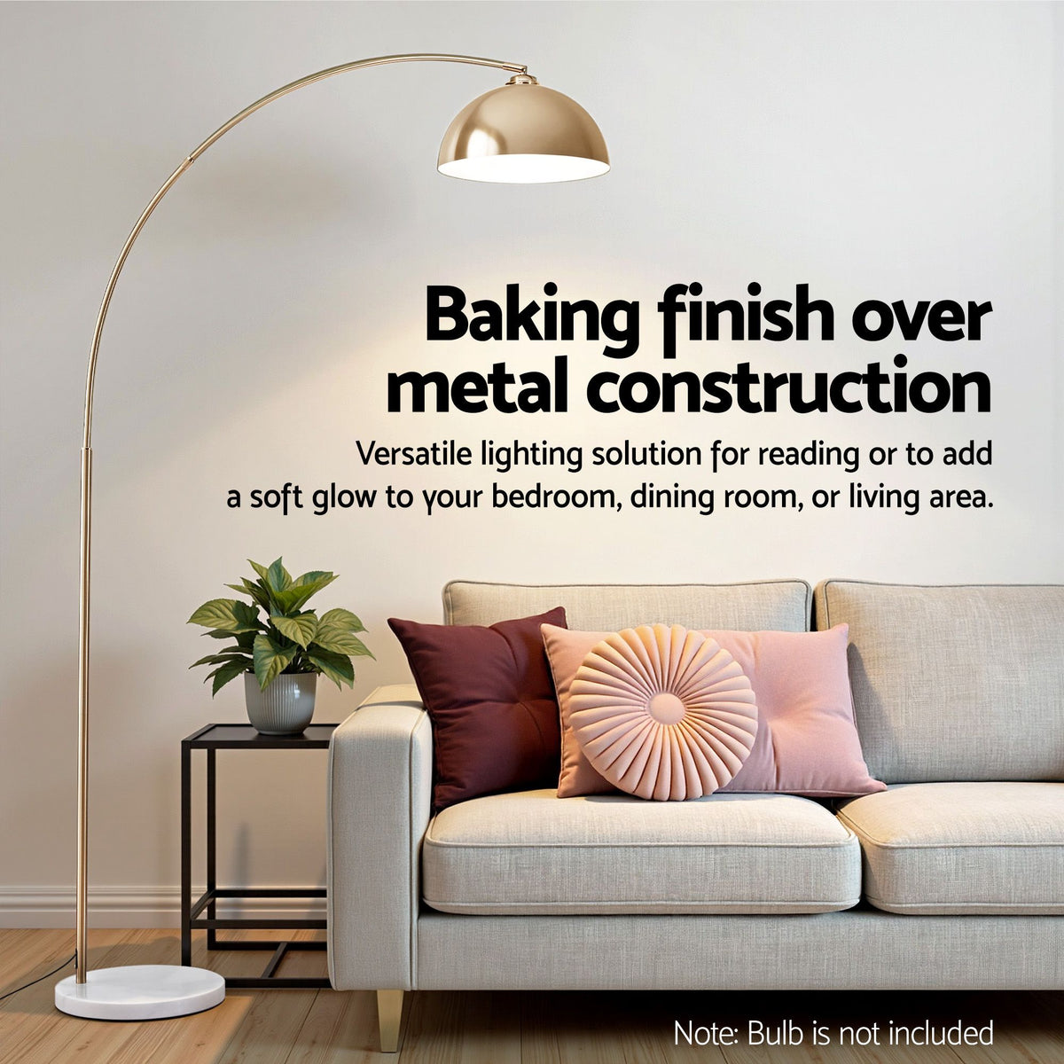Arched Floor Lamp – Brass, Adjustable Head, Marble Base, Modern 167cm Light