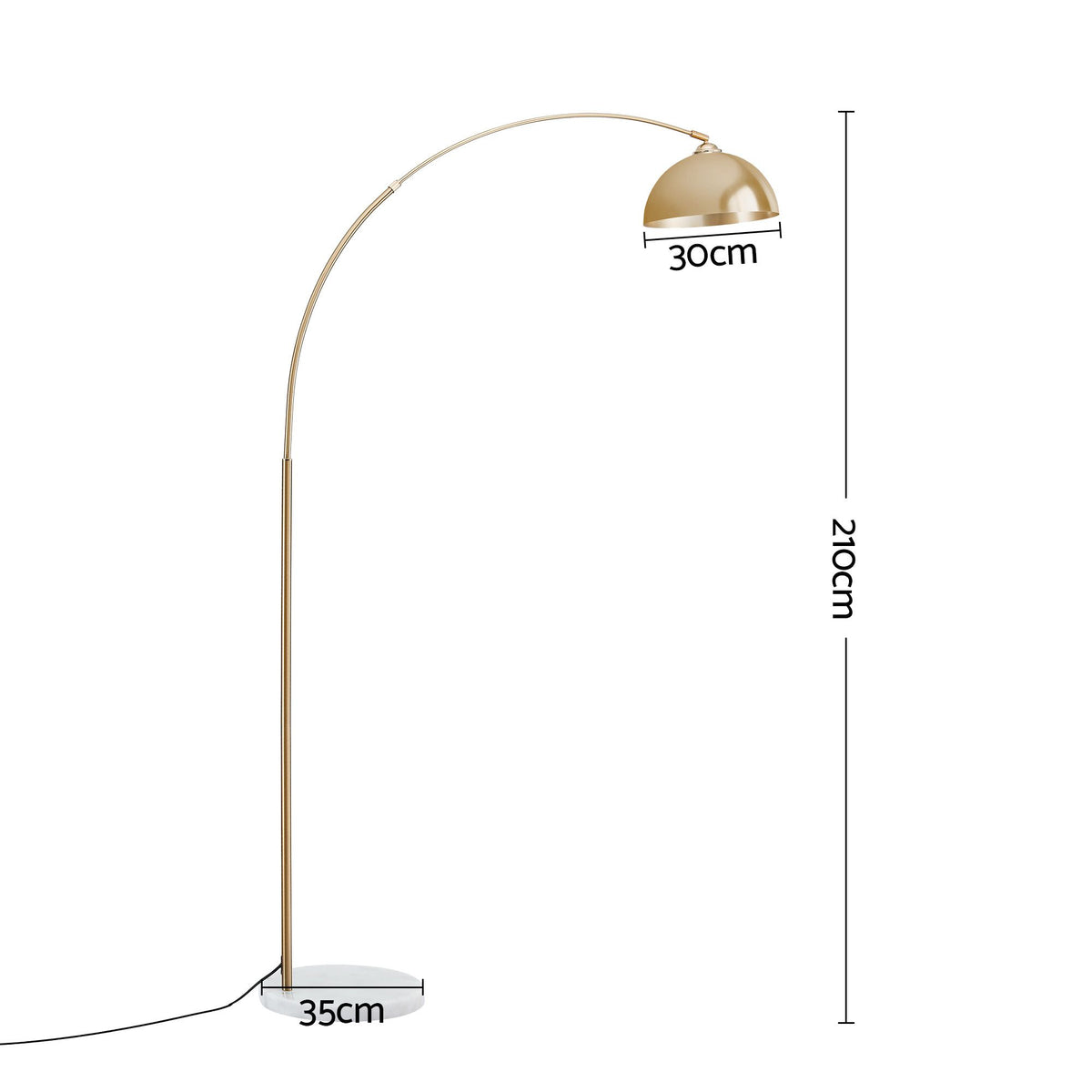 Arched Floor Lamp – Brass, Adjustable Head, Marble Base, Modern 167cm Light
