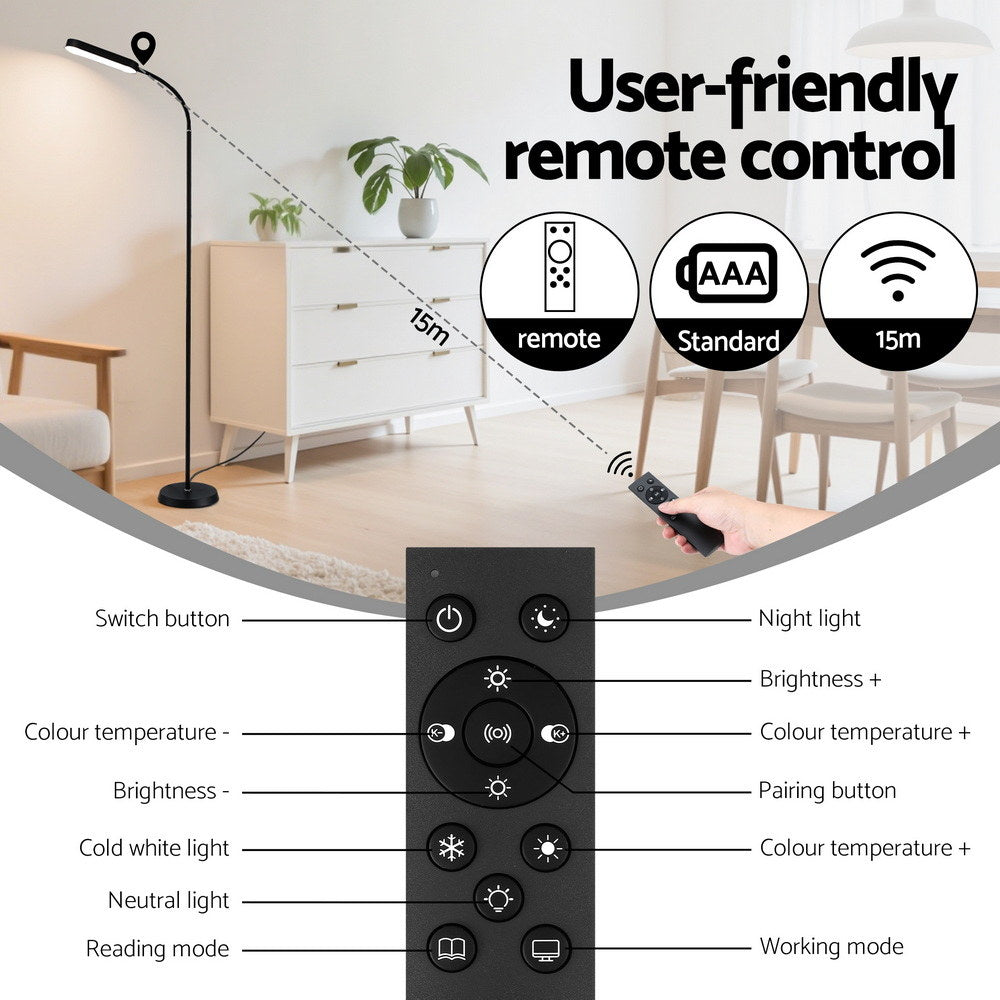 Artiss LED Floor Lamp Remote Control Adjustable Brightness Reading Light