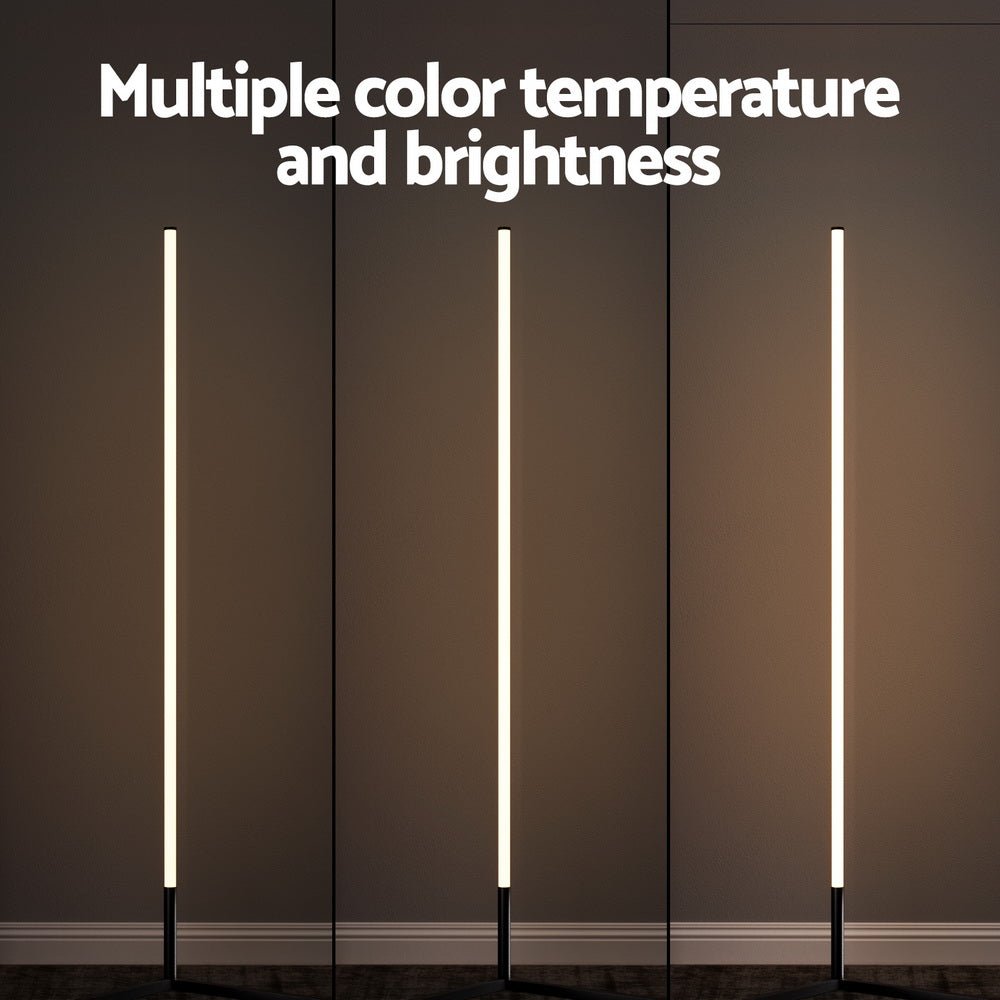 Artiss RGB LED Corner Floor Lamp 150cm USB App Remote Gaming Room Black