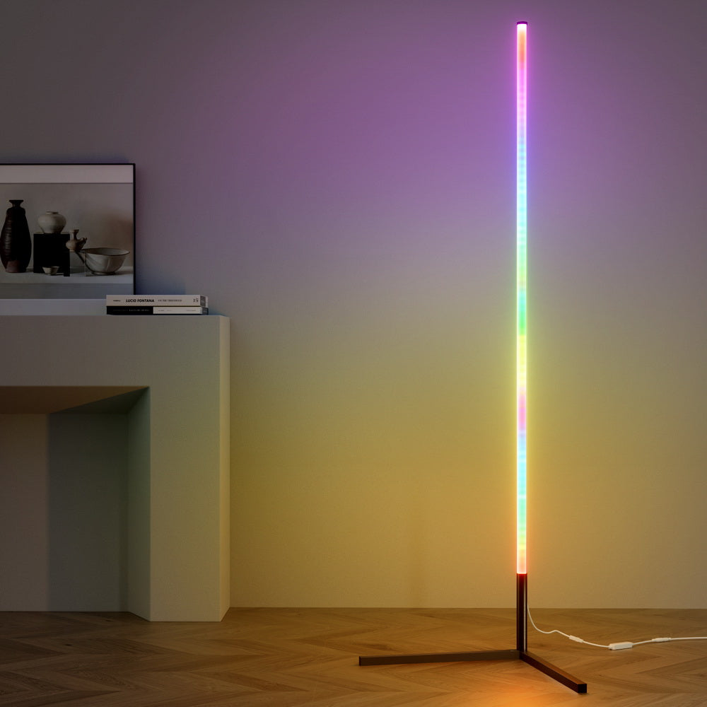 Artiss RGB LED Corner Floor Lamp 150cm USB App Remote Gaming Room Black