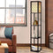 Shelf Floor Lamp – 3‑Tier Storage, Vintage Black, Fabric Shade, 160cm
