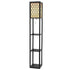 Shelf Floor Lamp – 3‑Tier Storage, Vintage Black, Fabric Shade, 160cm