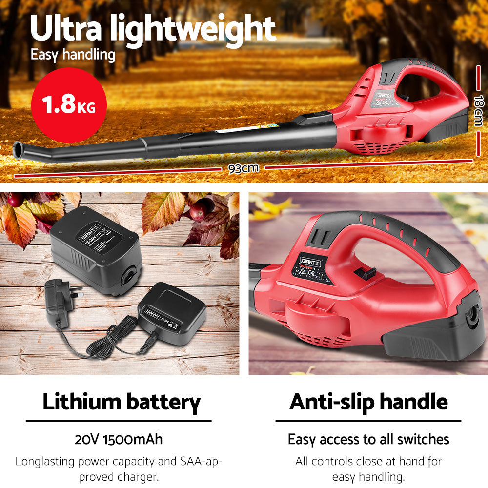 20V Cordless Leaf Blower Lithium Battery Garden Blower Kit