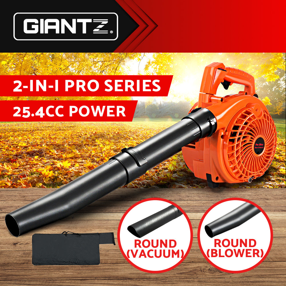 Giantz 25.4cc Petrol Leaf Blower Vacuum 2-in-1 Garden Vac Mulcher Blower Orange