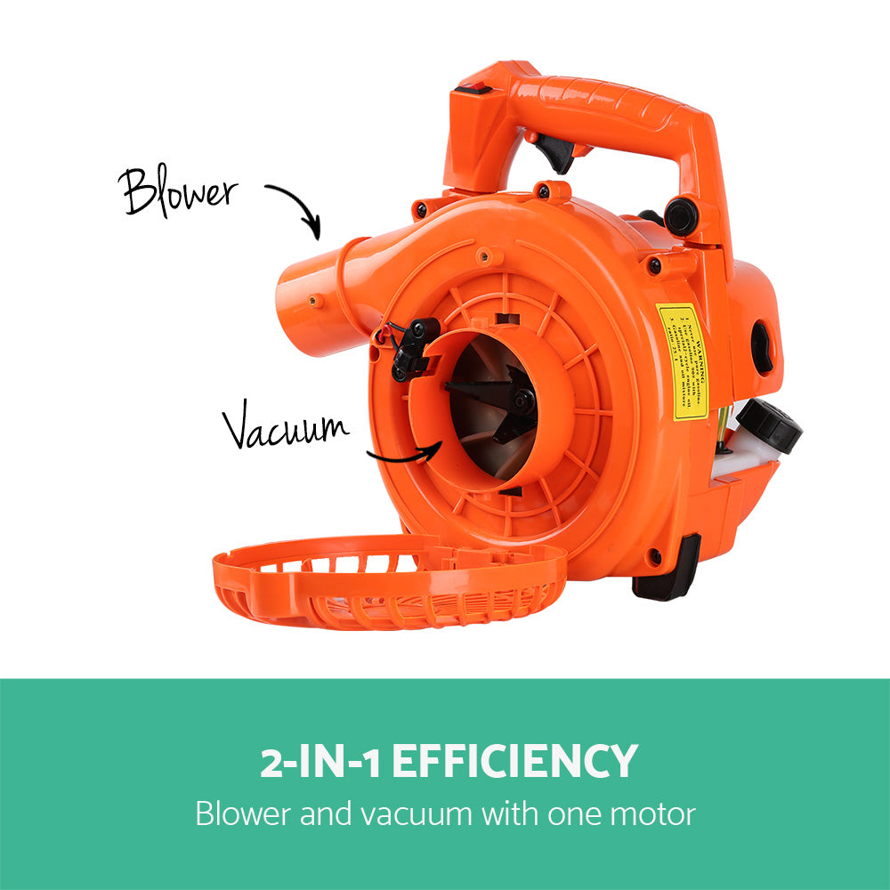 Giantz 25.4cc Petrol Leaf Blower Vacuum 2-in-1 Garden Vac Mulcher Blower Orange