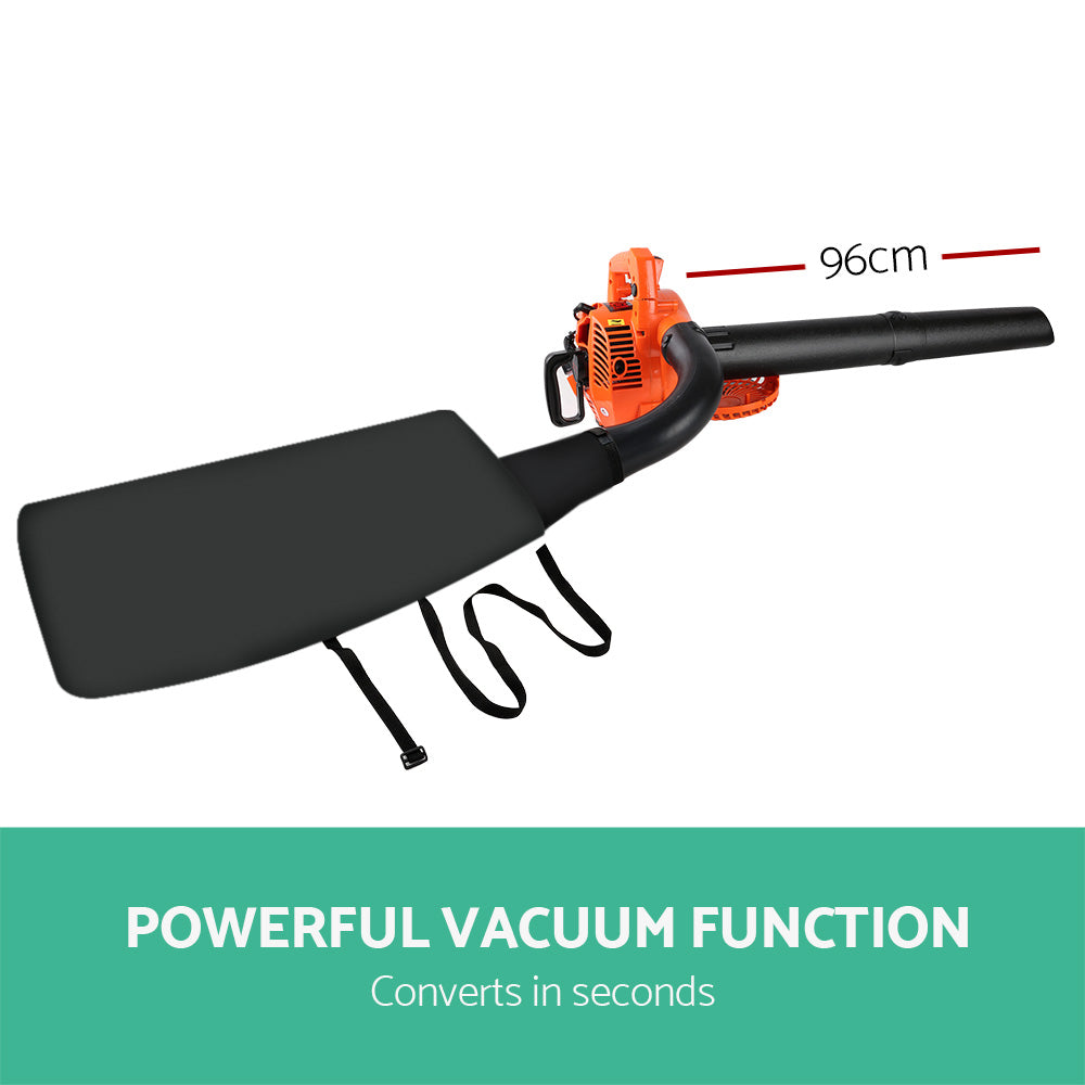 Giantz 25.4cc Petrol Leaf Blower Vacuum 2-in-1 Garden Vac Mulcher Blower Orange