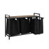 Laundry Basket with 3 Pull-out Bags Metal Frame Black