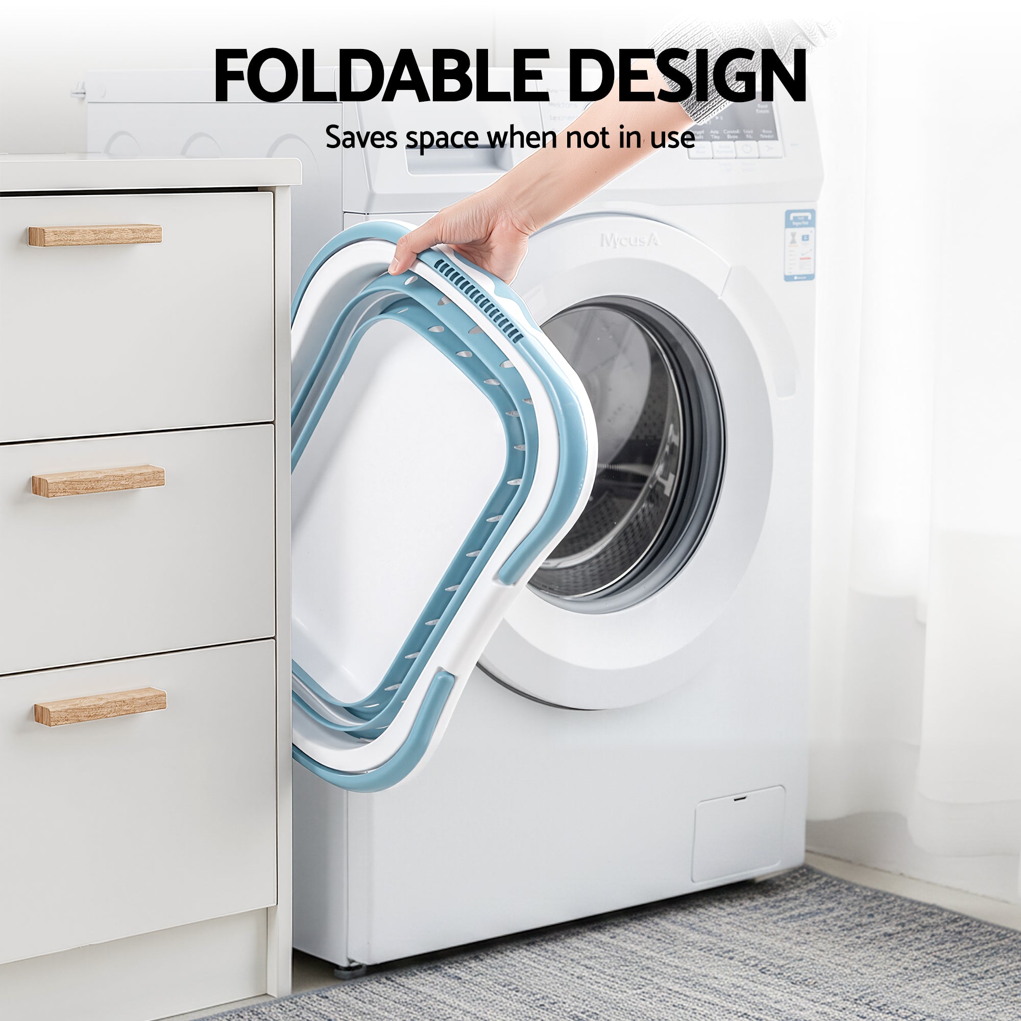 Laundry Basket Hamper Large Foldable Washing Clothes Storage Organiser Blue