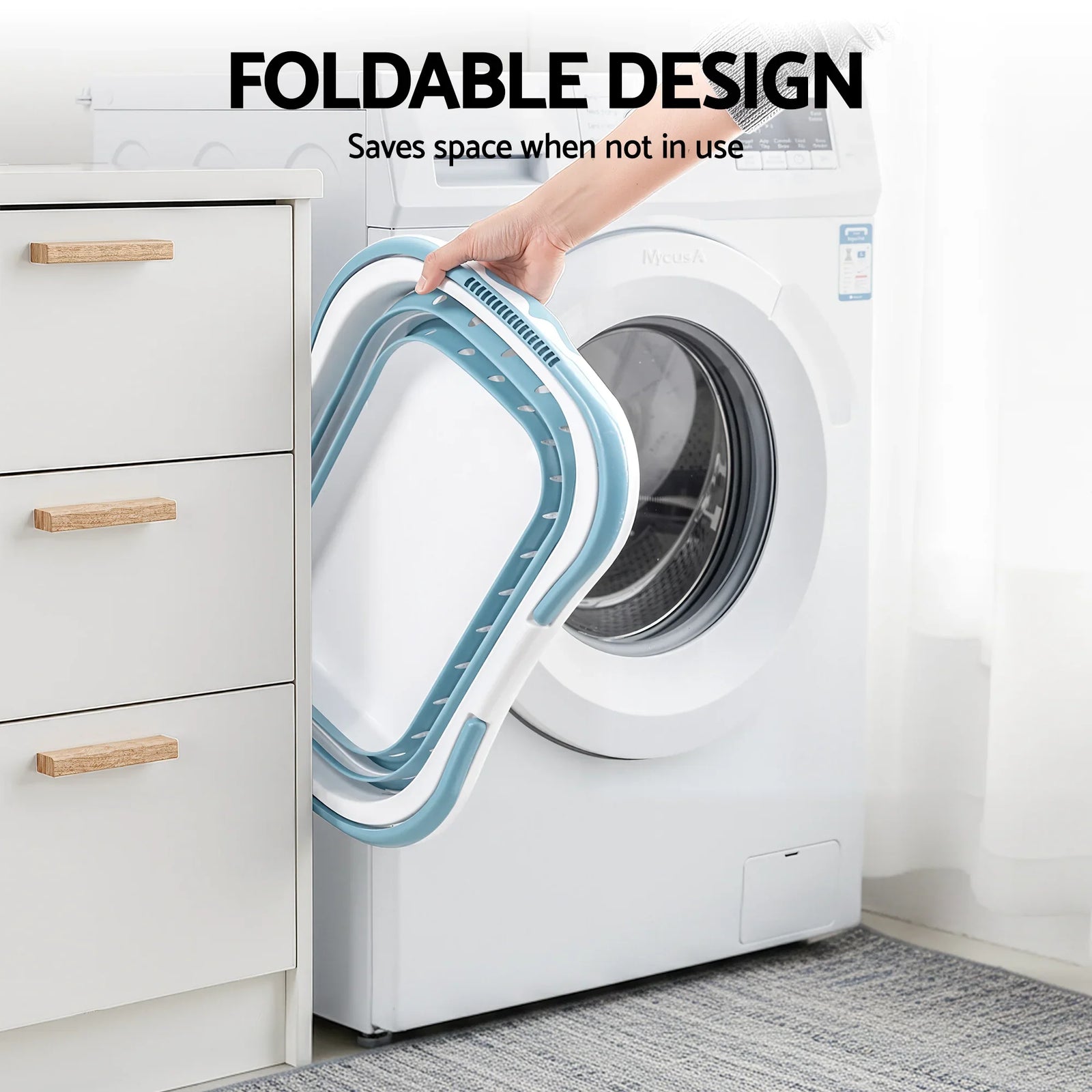 Laundry Basket Hamper Large Foldable Washing Clothes Storage Organiser Blue