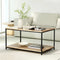 Artiss Industrial Coffee Table Wood Metal Storage Shelf Dark Wood