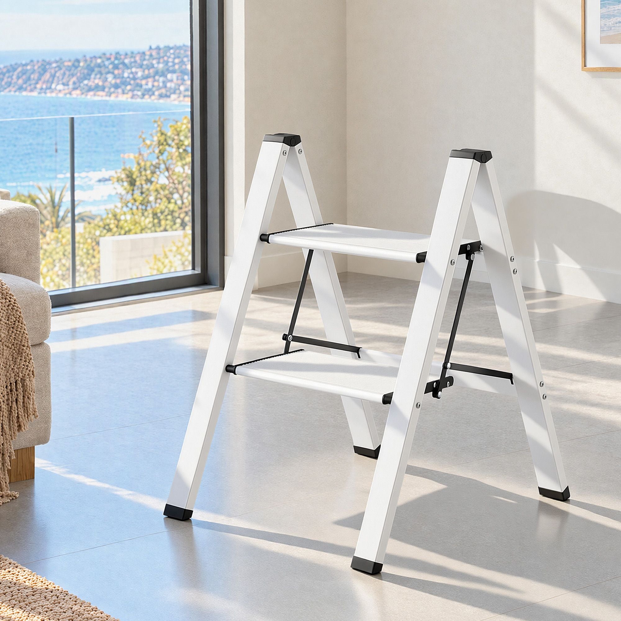 Giantz 2 Step Ladder Folding Aluminium Lightweight Step Stool Non-Slip 150kg