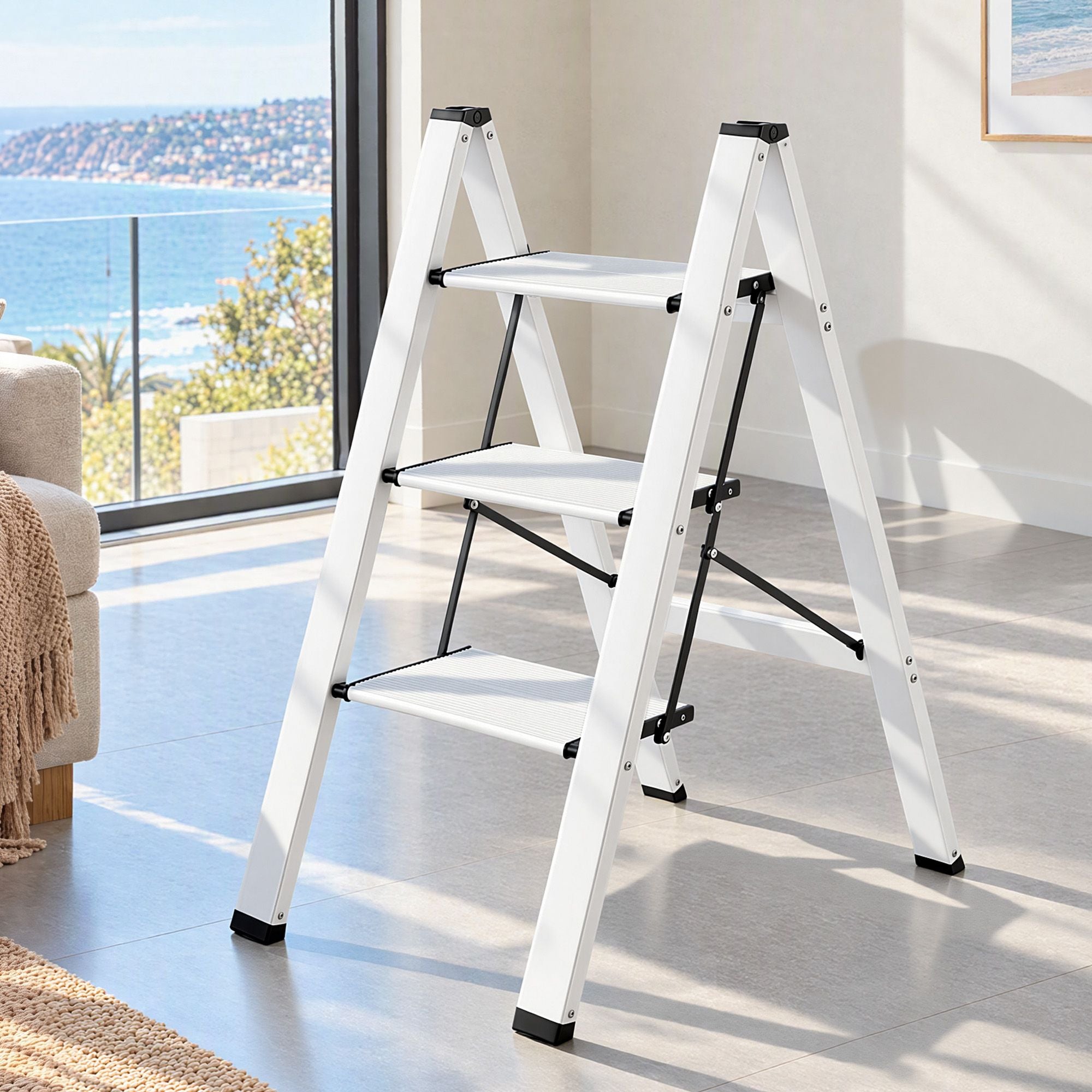 Giantz 3 Step Ladder Folding Aluminium Lightweight Step Stool Non-Slip 150kg