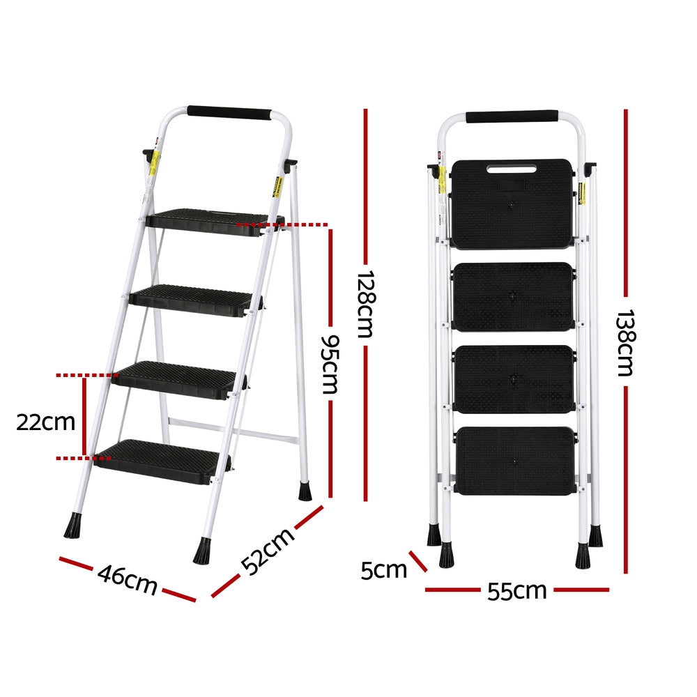 4 Step Ladder Multi-Purpose Folding Steel Light Weight Platform