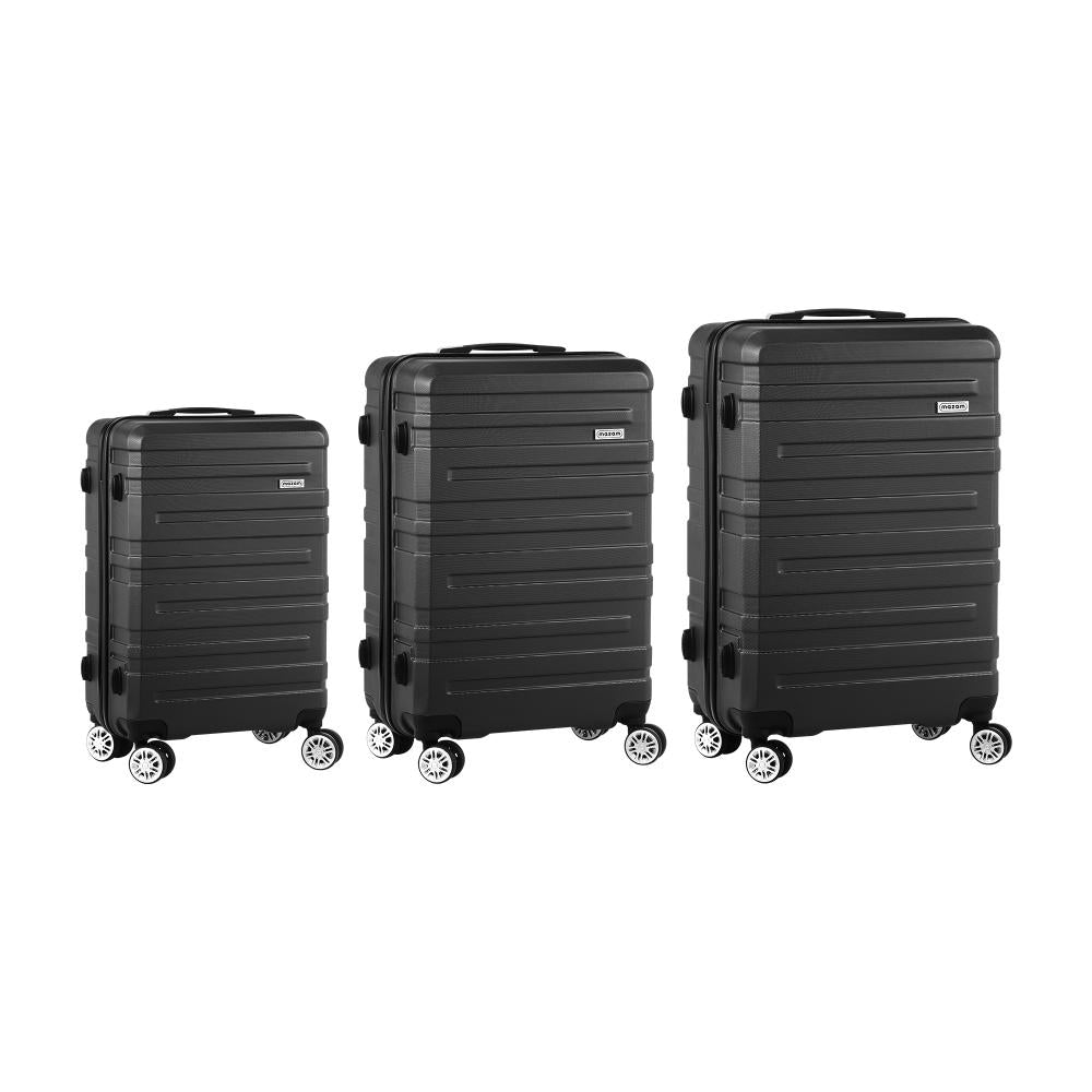 3PCS Luggage Set TSA Lock Hard Case Black